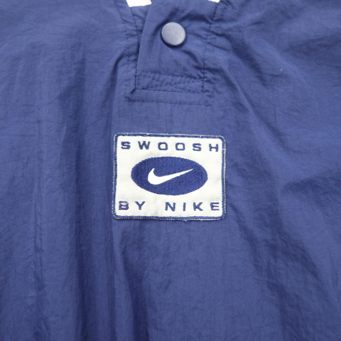 NIKE 90年代 銀タグ リブライン ピステ プルオーバー ナイロンジャケット L ネイビー スウォッシュ