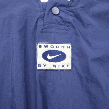 NIKE 90s Silver Tag Ribline Piste Pullover Nylon Jacket L Navy Swoosh