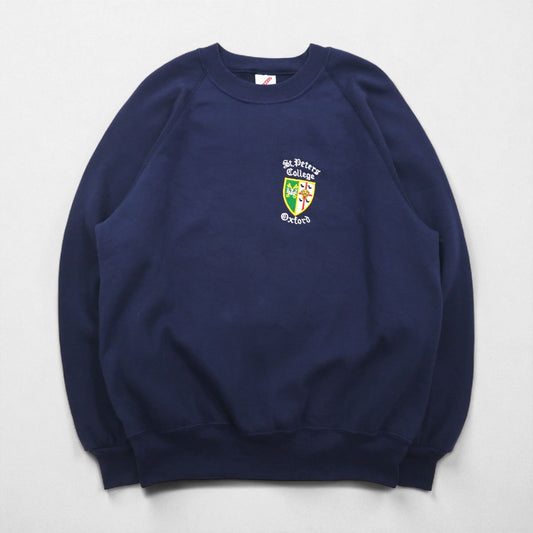 80s USA Vintage College Sweatshirt JERZEES 80年代 スウェット トレーナー XL スコットランド製 St.Peters College Oxford ラグラン