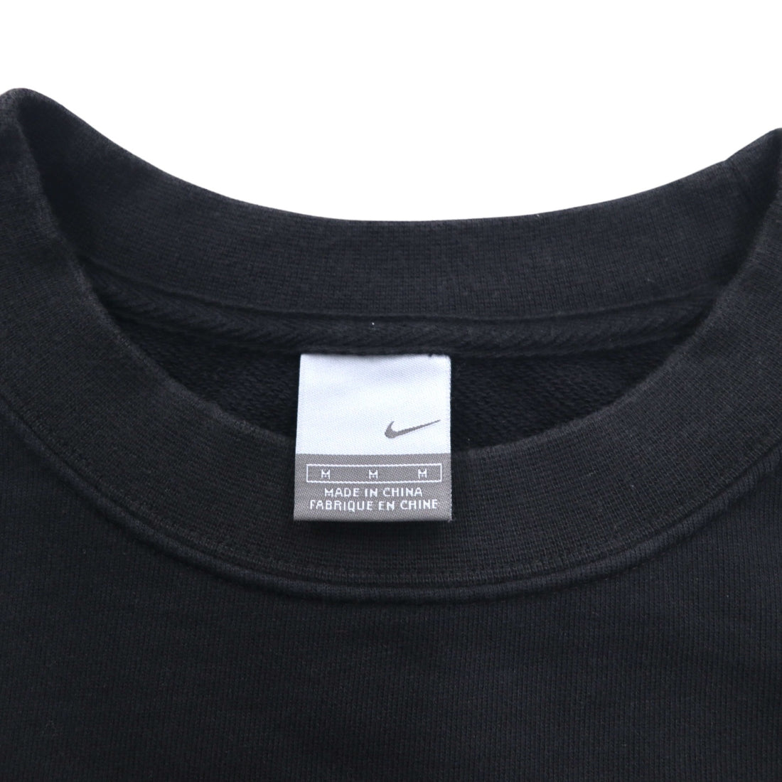 NIKE AIR French Terry Crew Neck Sweatshirt M Black Cotton Swoosh