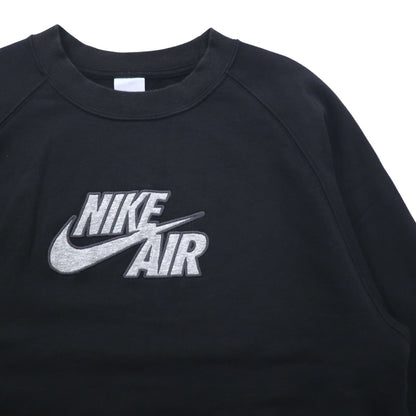 NIKE AIR フレンチテリー クルーネック スウェット M ブラック コットン スウォッシュ