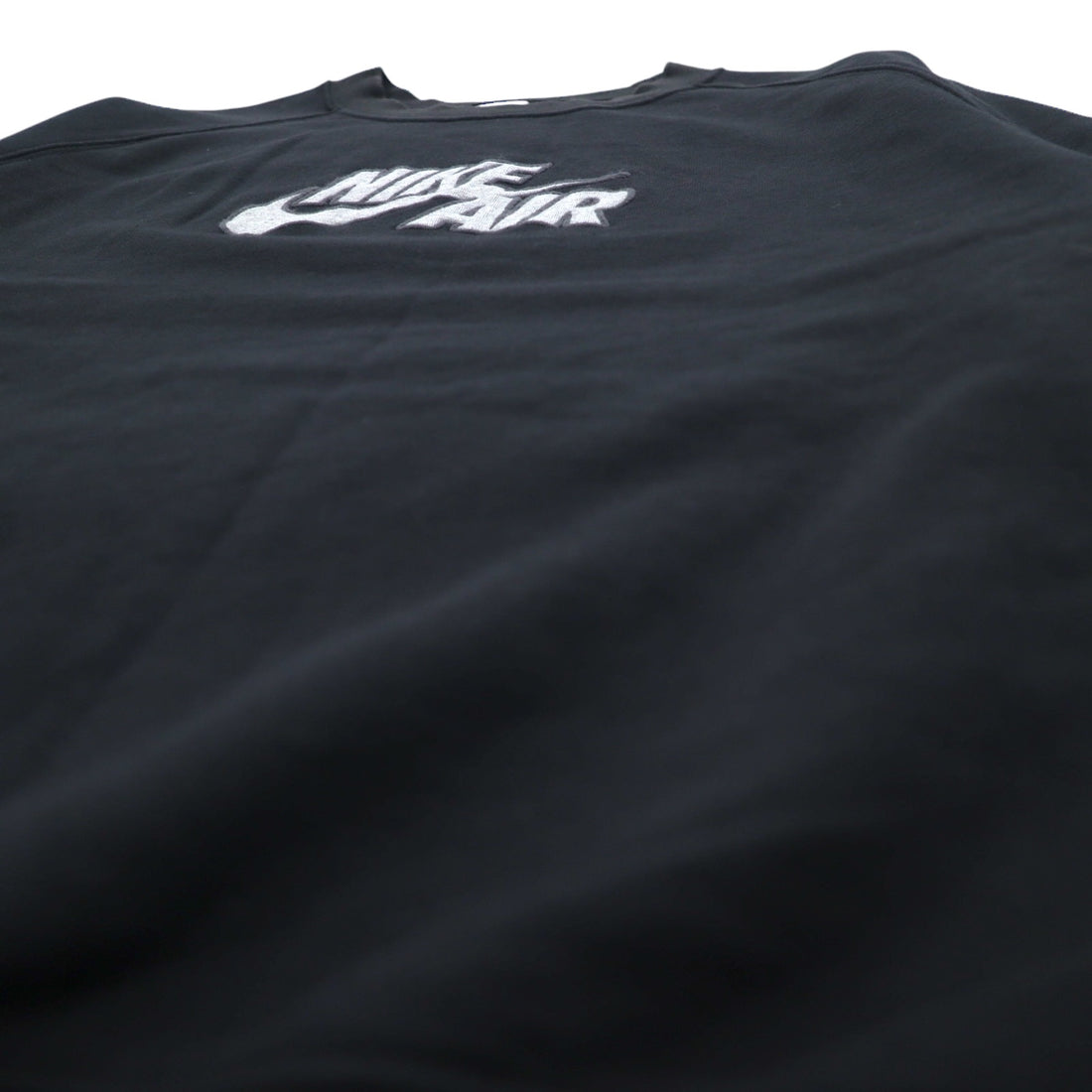 NIKE AIR French Terry Crew Neck Sweatshirt M Black Cotton Swoosh