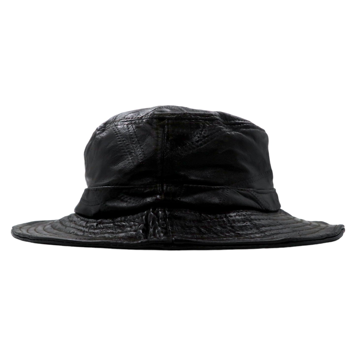 Lamb Leather Patchwork Hat レザーハット M ブラウン ラムレザー 羊革 ツギハギ パッチワーク