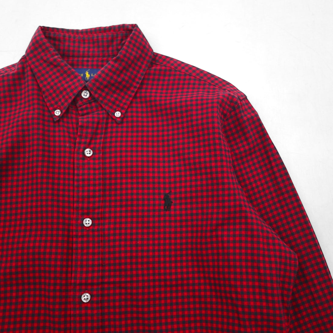 Ralph Lauren button-down shirt, size small, red gingham check with small pony embroidery