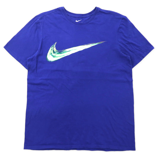 日本然リトテ-古着オンライン-NIKE スウォッシュロゴ プリントTシャツ L ブルー コットン-