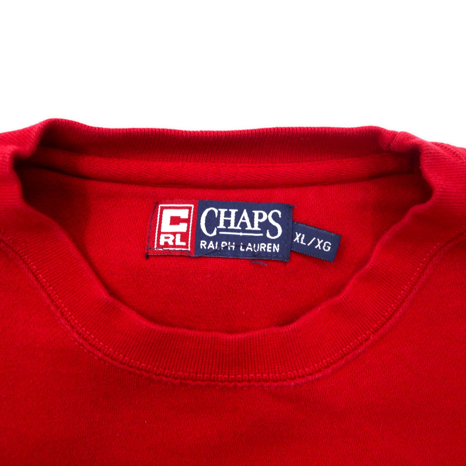 CHAPS RALPH LAUREN 90s Logo Print Sweatshirt XL Red Cotton BRUSHED