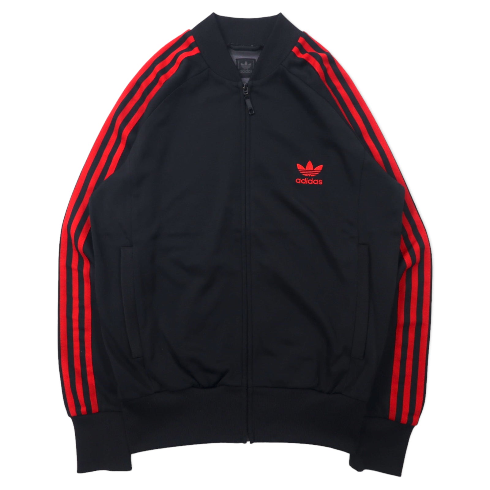 日本然リトテ-古着オンライン-adidas originals スーパースター トラックジャケット ジャージ S ブラック レッド ポリエステル 3ストライプ トレフォイルロゴ刺繍 ATP型 SUPER STAR TRACK TOP-Adidas Originals Super Star TRACKET Jersey S Black Red Polyester 3 STRIPED Trefile Logo embroidery ATP type SUPER STAR TRACK TOP