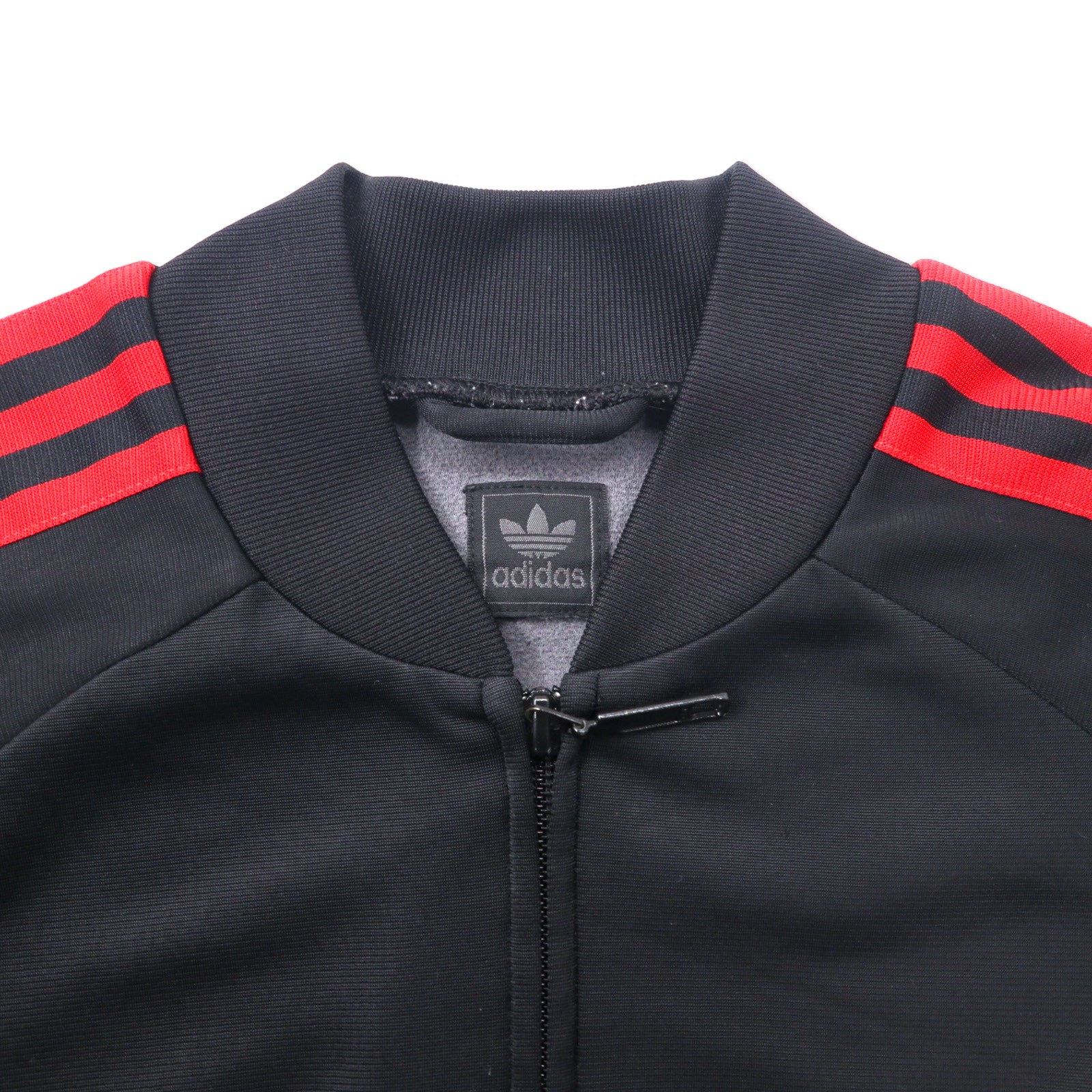 adidas originals スーパースター トラックジャケット ジャージ S ブラック レッド ポリエステル 3ストライプ トレフォイルロゴ刺繍 ATP型 SUPER STAR TRACK TOP