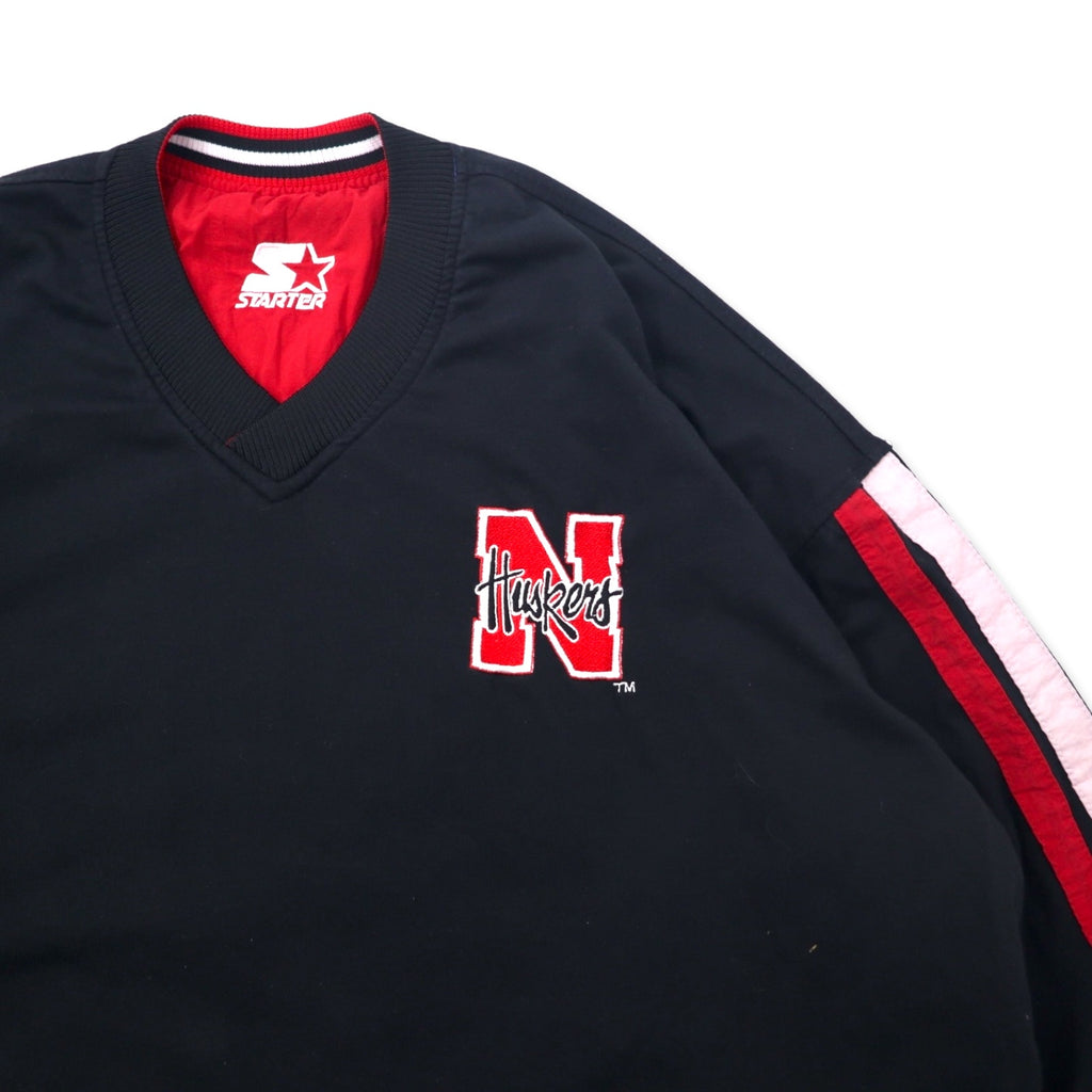 STARTER 90s Reversible Piste Pullover Nylon Jacket XL Black Red College NEBRASKA HUSKERS