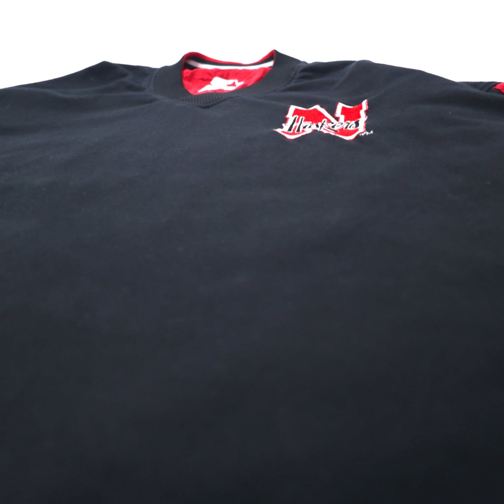 STARTER 90s Reversible Piste Pullover Nylon Jacket XL Black Red College NEBRASKA HUSKERS
