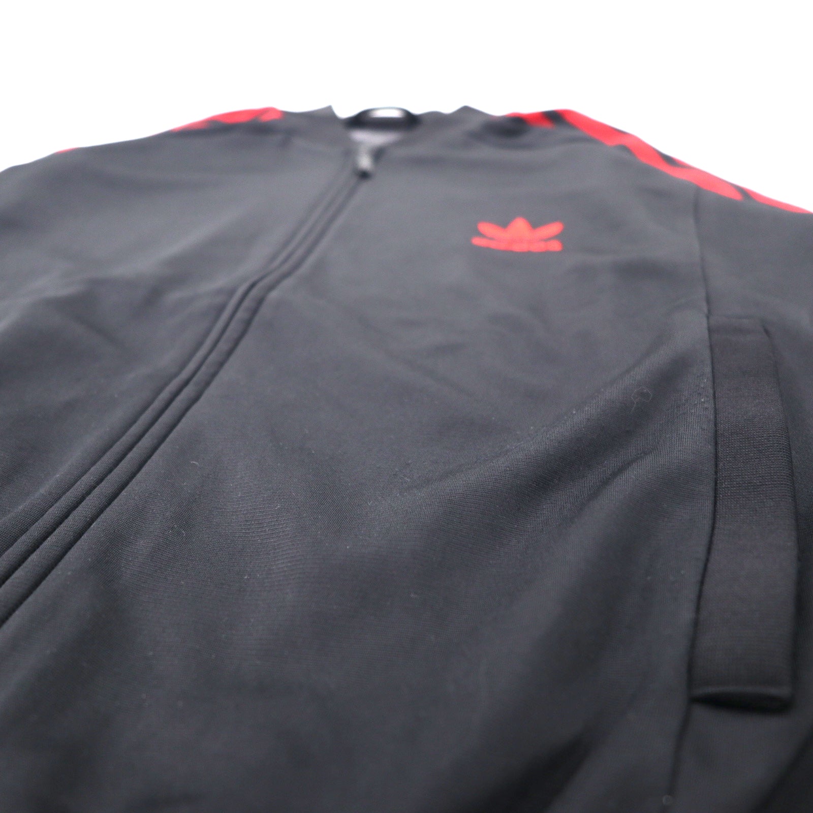 adidas originals スーパースター トラックジャケット ジャージ S ブラック レッド ポリエステル 3ストライプ トレフォイルロゴ刺繍 ATP型 SUPER STAR TRACK TOP