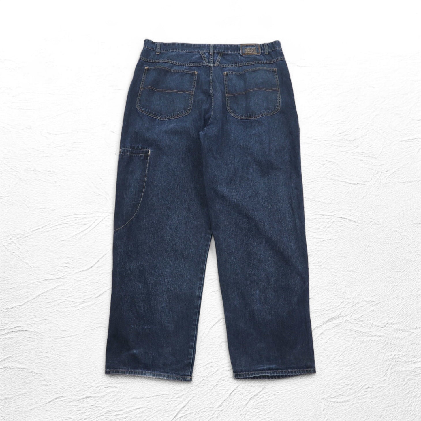 MARITHE + FRANCOIS GIRBAUD バギー ワイド デニムパンツ XL インディゴ ブルー ペイントデザイン