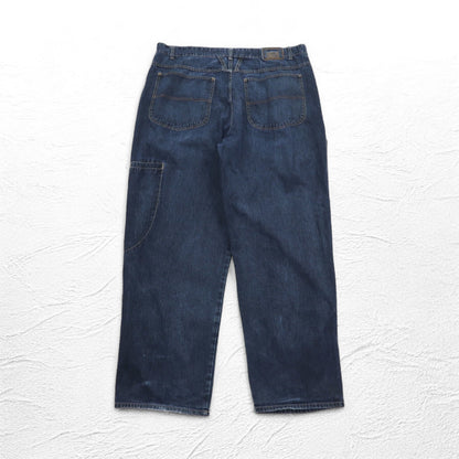 MARITHE + FRANCOIS GIRBAUD バギー ワイド デニムパンツ XL インディゴ ブルー ペイントデザイン