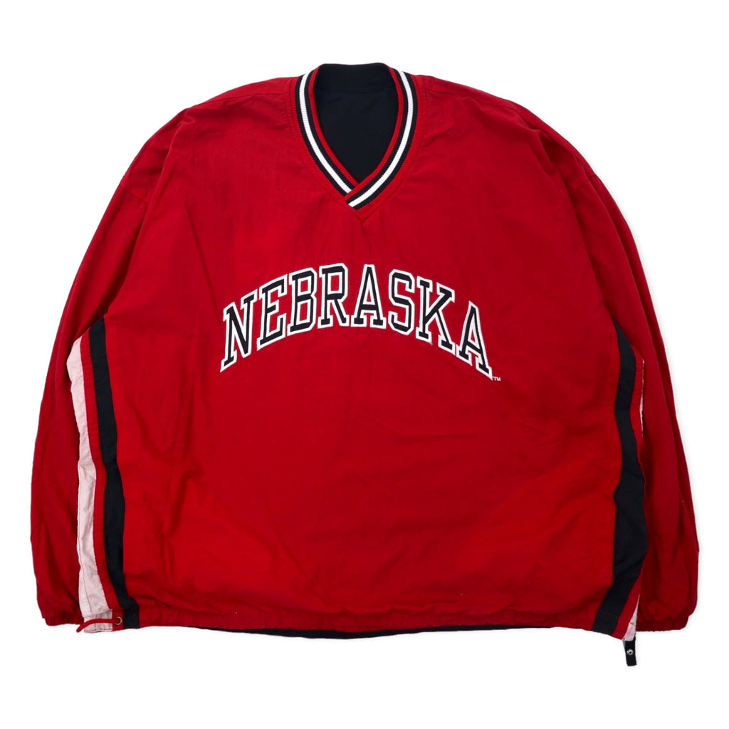 STARTER 90s Reversible Piste Pullover Nylon Jacket XL Black Red College NEBRASKA HUSKERS