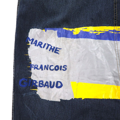 MARITHE + FRANCOIS GIRBAUD バギー ワイド デニムパンツ XL インディゴ ブルー ペイントデザイン