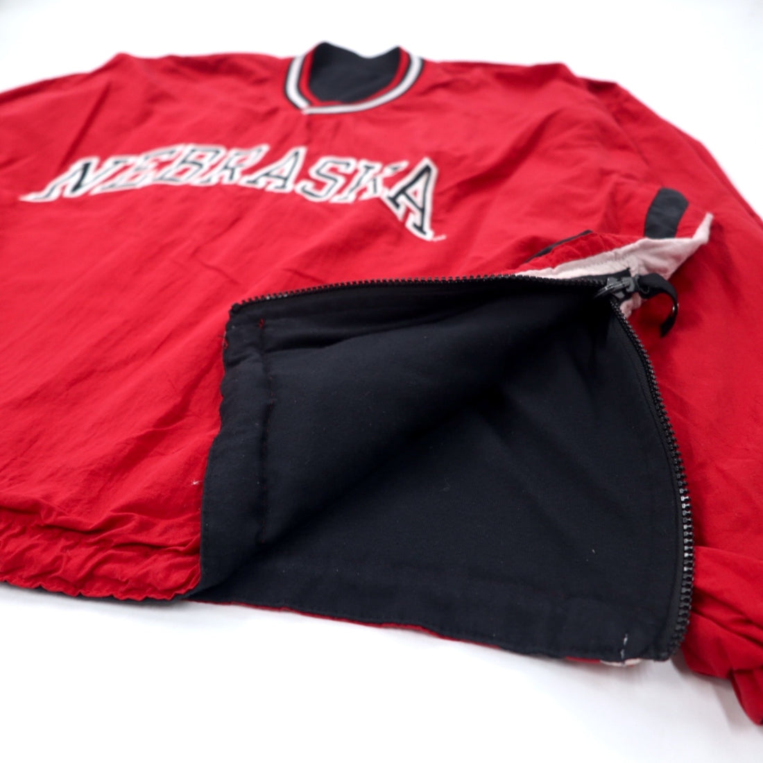 STARTER 90s Reversible Piste Pullover Nylon Jacket XL Black Red College NEBRASKA HUSKERS