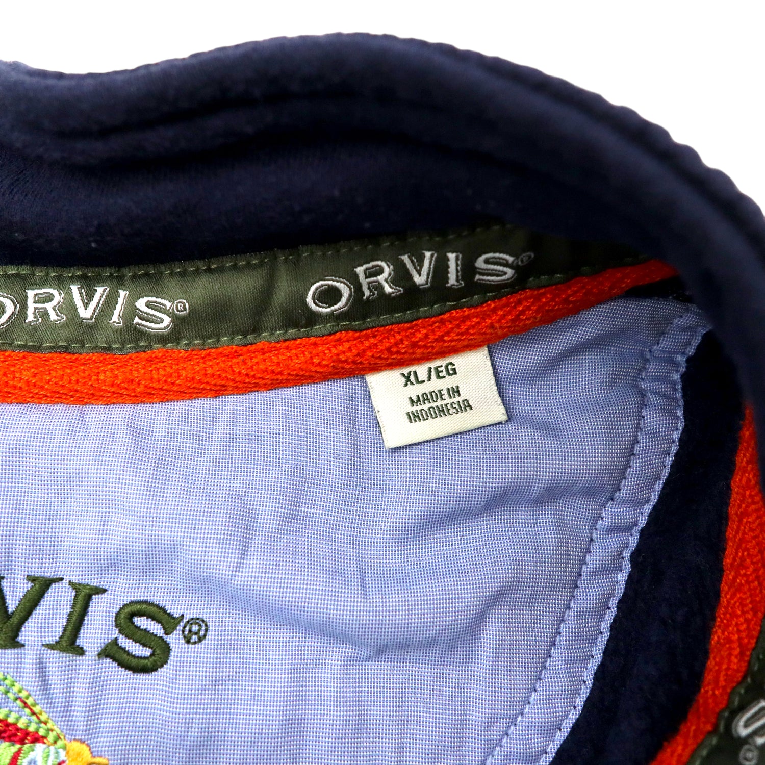 ORVIS Big Size Half Zip Sweatshirt XL Navy Cotton BRUSHED LINING