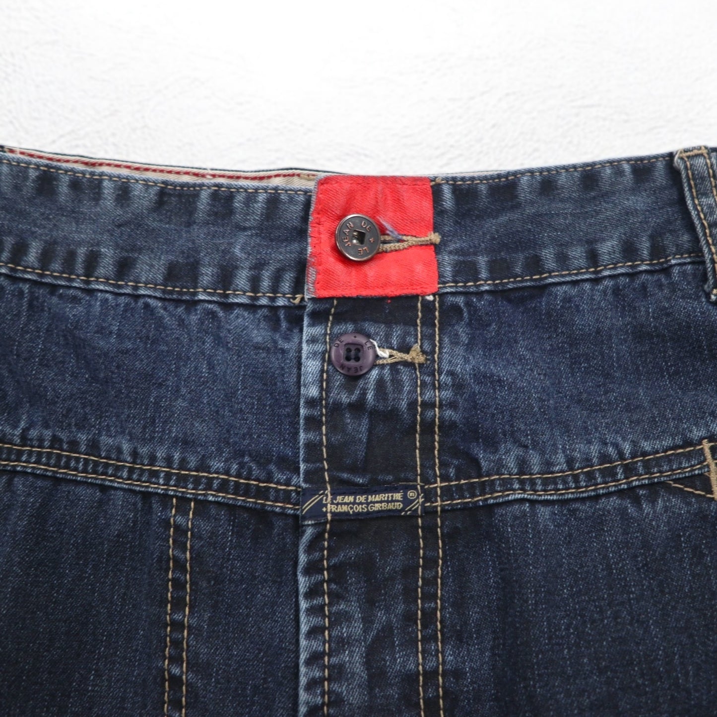 MARITHE + FRANCOIS GIRBAUD バギー ワイド デニムパンツ XL インディゴ ブルー ペイントデザイン