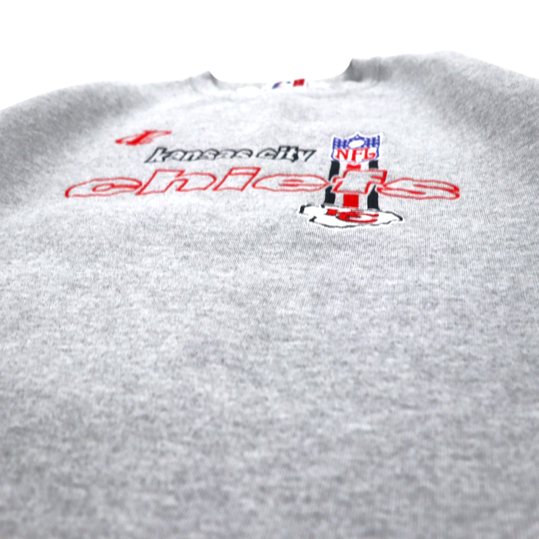 Made in USA 90s LOGO ATHLETIC NFL embroidered heavyweight sweatshirt L gray cotton kansas city chiefs
