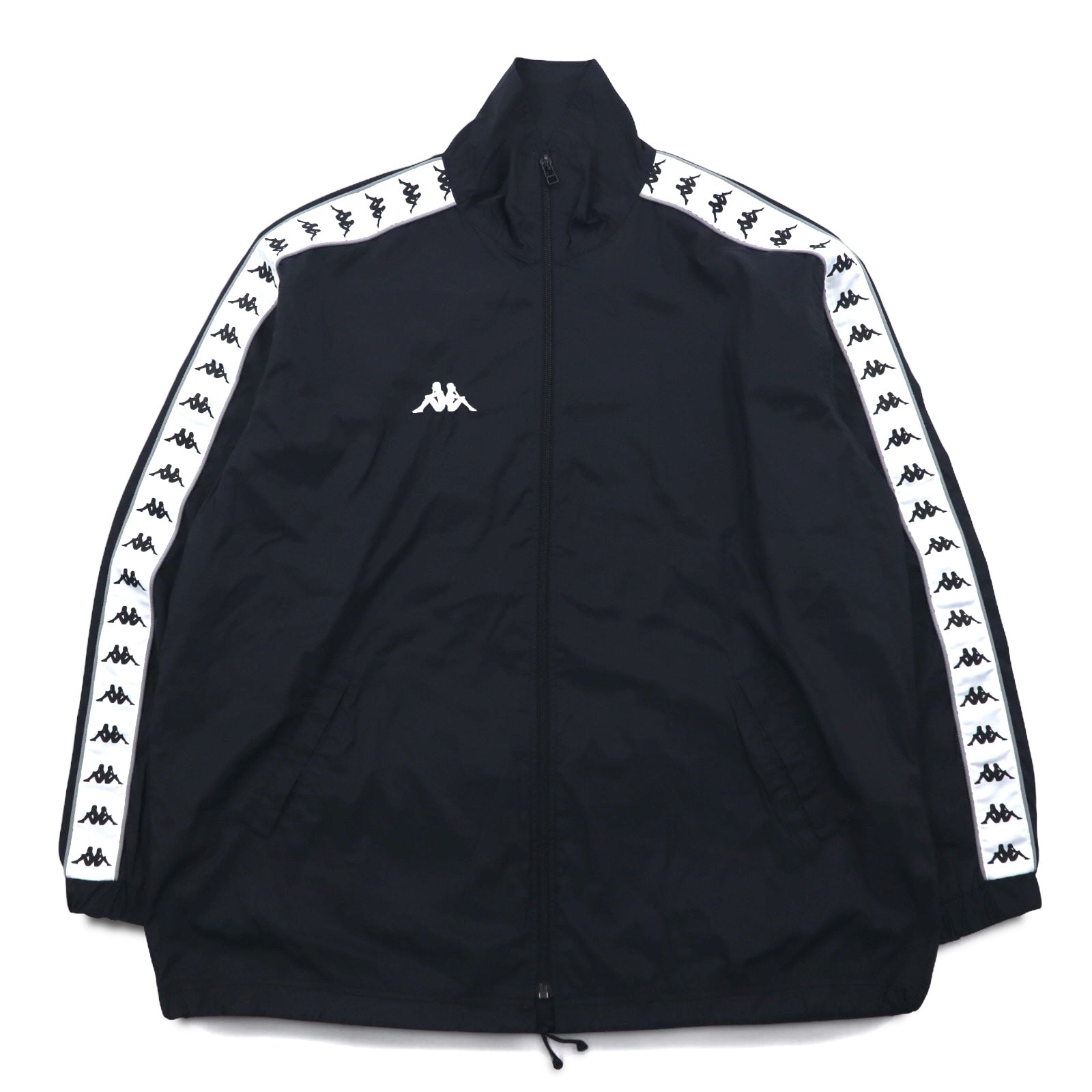 Kappa 90年代 ナイロンジャケット トラックジャケット ジャージ L ブラック ロゴテープ サイドライン