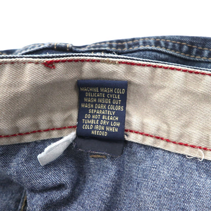 MARITHE + FRANCOIS GIRBAUD バギー ワイド デニムパンツ XL インディゴ ブルー ペイントデザイン