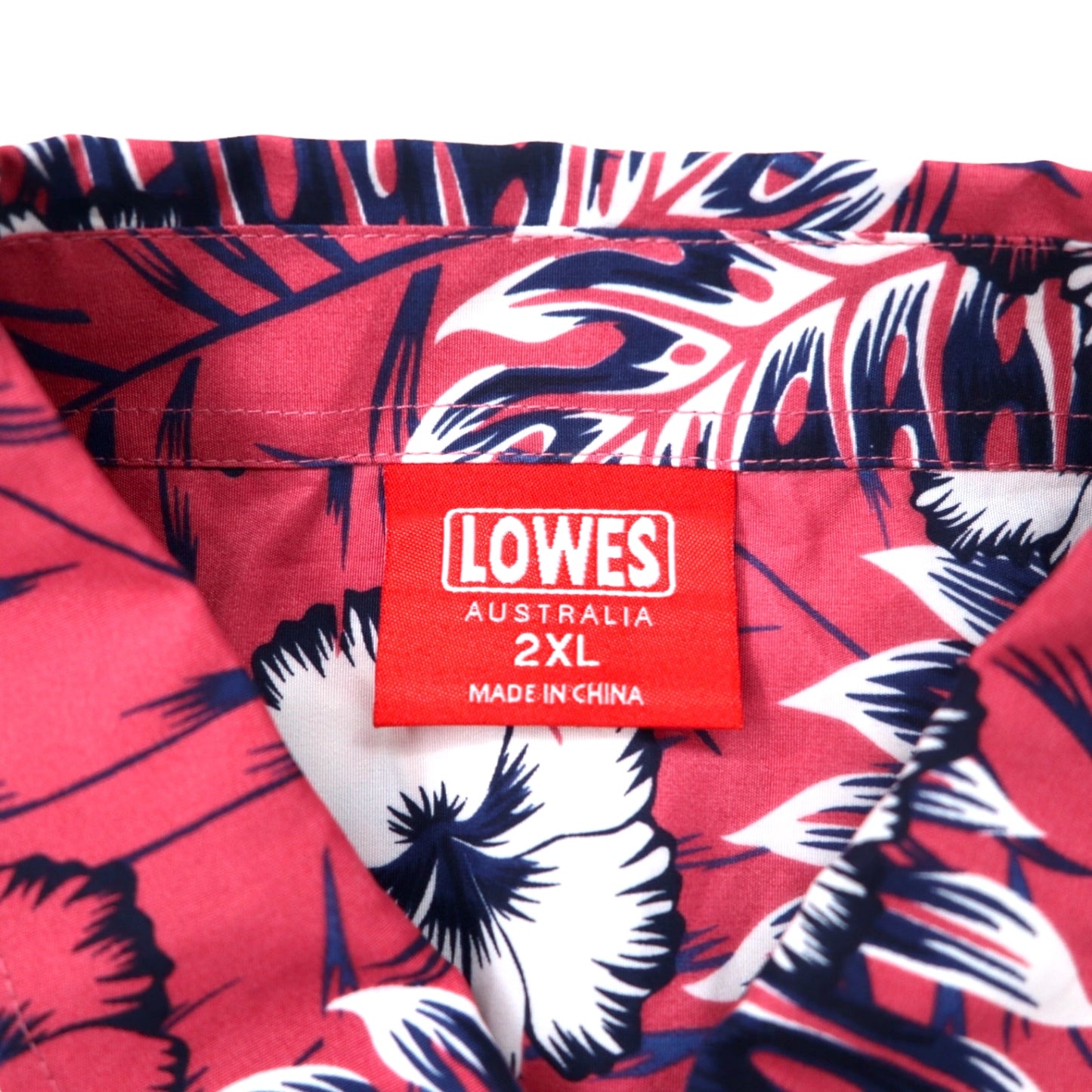 LOWES AUSTRALIA アロハシャツ 2XL ピンク ポリエステル 総柄 ハイビスカス ビッグサイズ