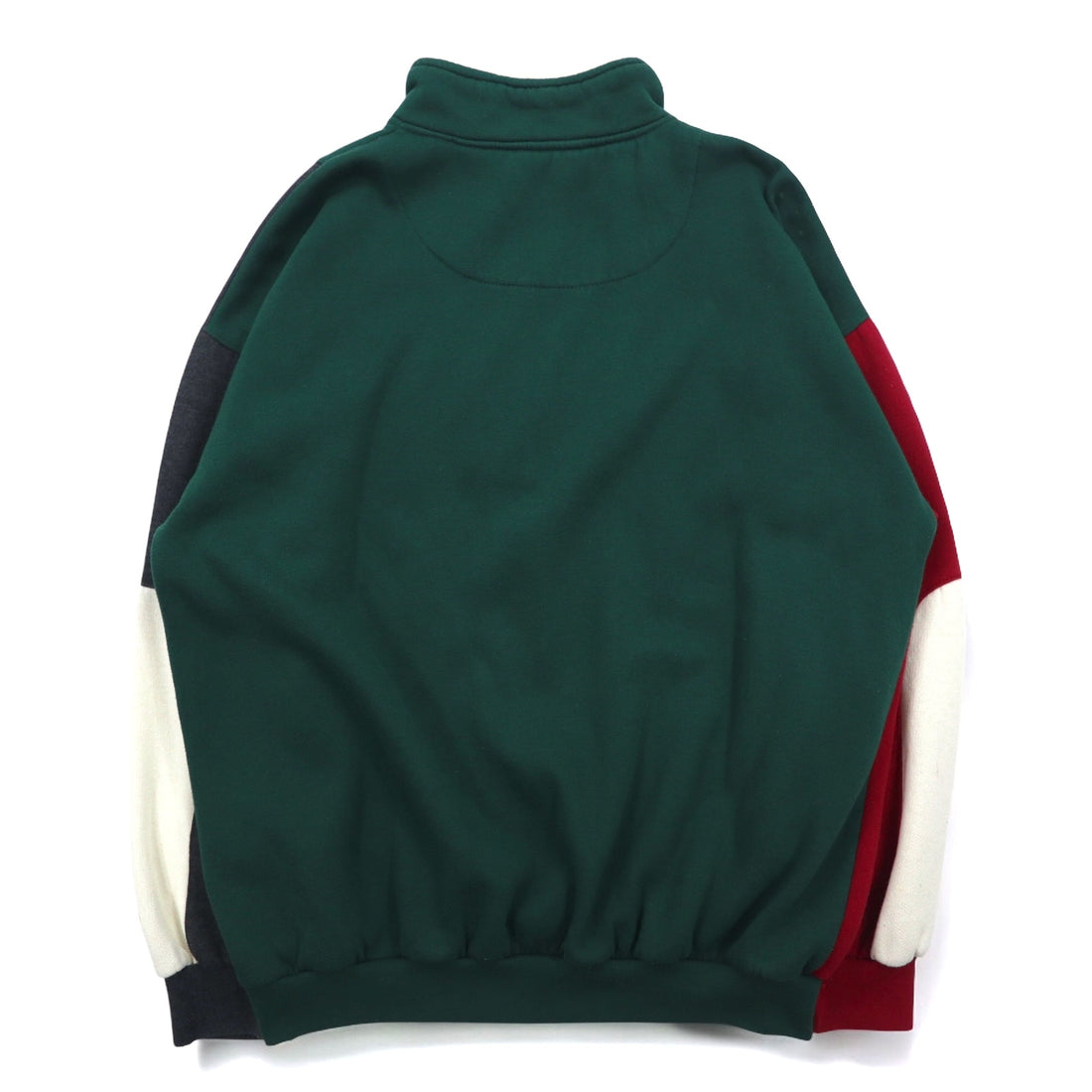 Christian Dior 90s Half Zip Sweatshirt L Green Color Block Crazy Pattern Polyester Cotton