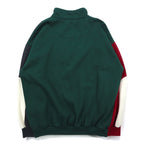 Christian Dior 90s Half Zip Sweatshirt L Green Color Block Crazy Pattern Polyester Cotton