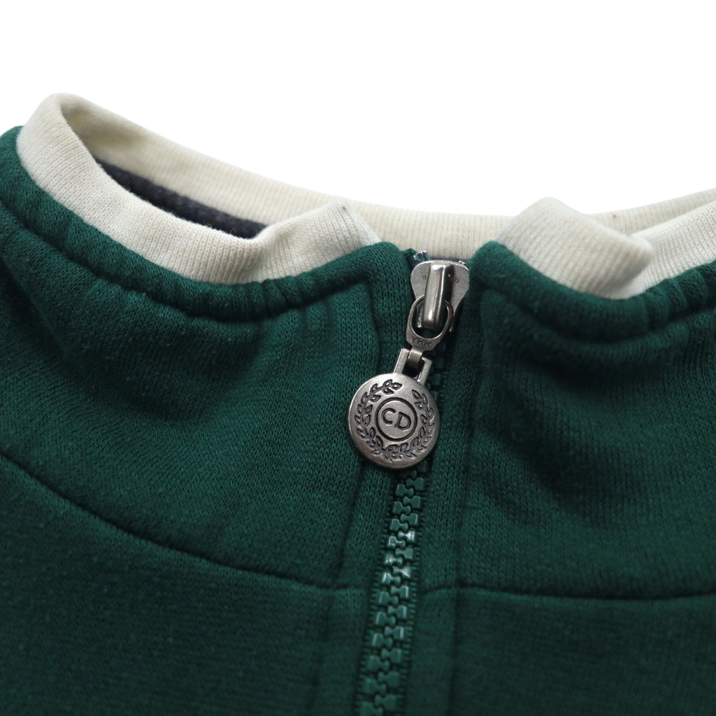 Christian Dior 90s Half Zip Sweatshirt L Green Color Block Crazy Pattern Polyester Cotton
