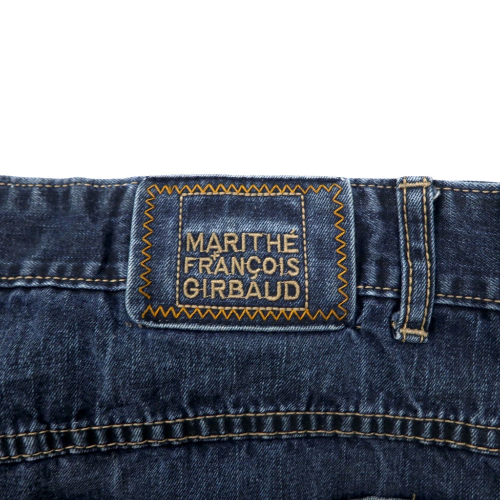 MARITHE + FRANCOIS GIRBAUD バギー ワイド デニムパンツ XL インディゴ ブルー ペイントデザイン