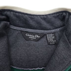 Christian Dior 90s Half Zip Sweatshirt L Green Color Block Crazy Pattern Polyester Cotton