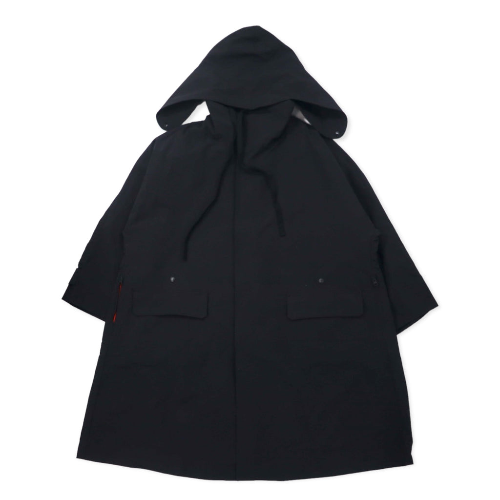 日本然リトテ-古着オンライン-leh オーバーコート M ブラック コットン ナイロン LEH 543 日本製-leh Over Coat M Black Cotton Nylon LEH 543 Japan Made
