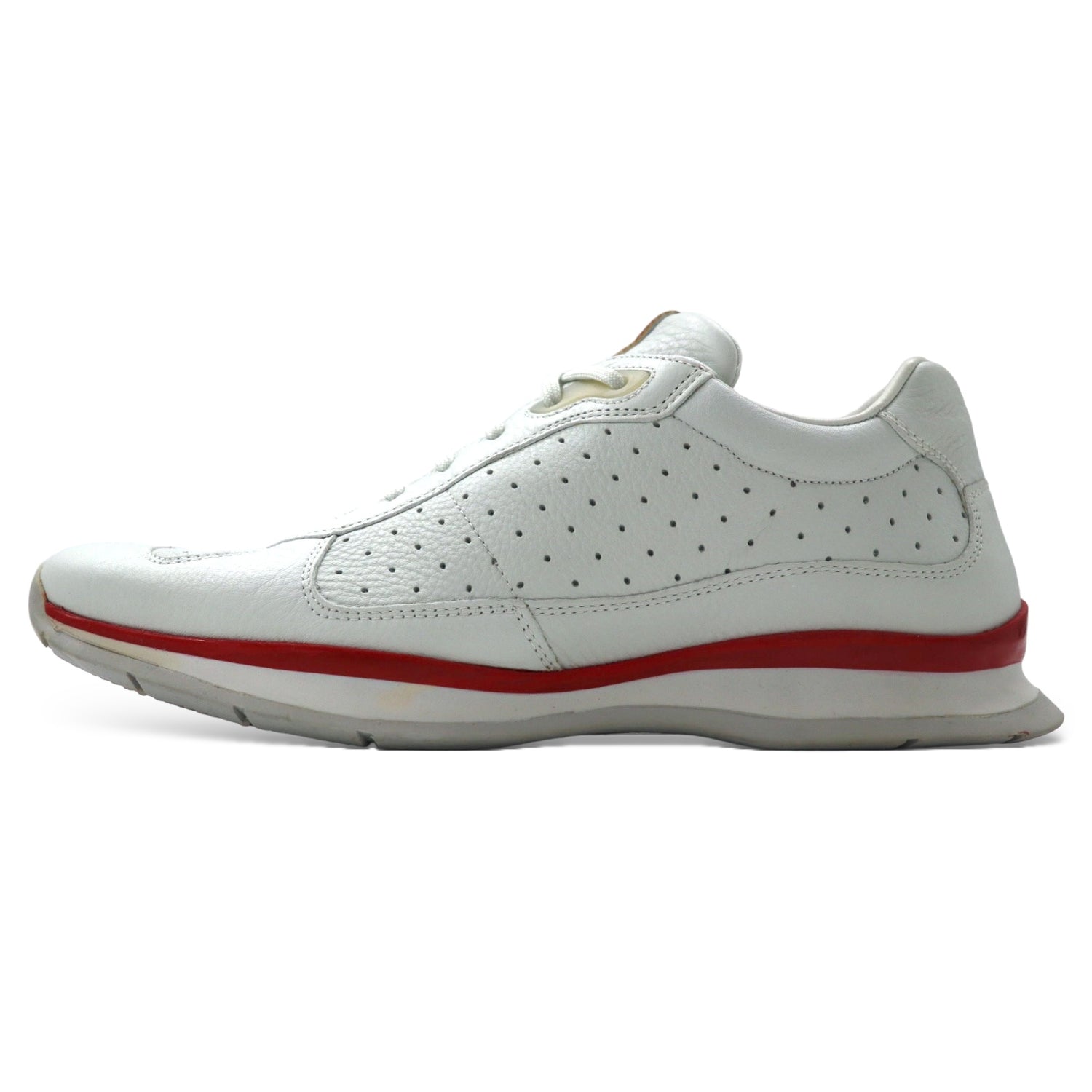 PRADA Leather Sneakers US10 White Punching Leather E0872 Italian ...