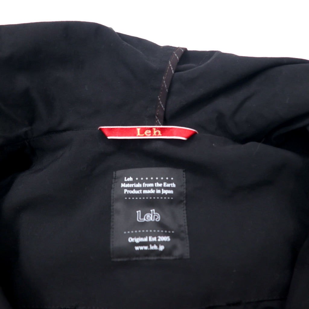 leh Overcoat M Black Cotton Nylon LEH 543 Made in Japan