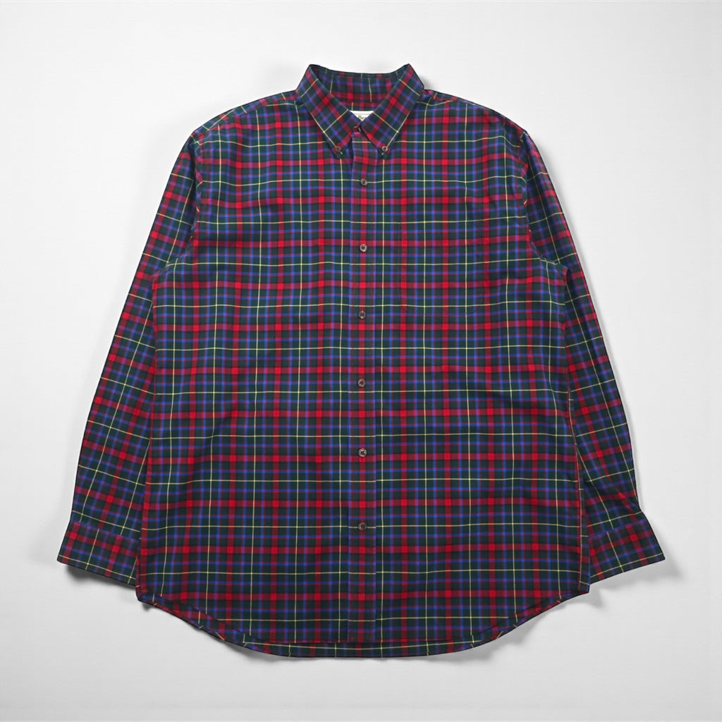 LLBean Button-Down Shirt, Large, Red, Cotton, Traditional Fit, Check, 500539
