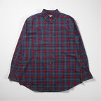 LLBean Button-Down Shirt, Large, Red, Cotton, Traditional Fit, Check, 500539