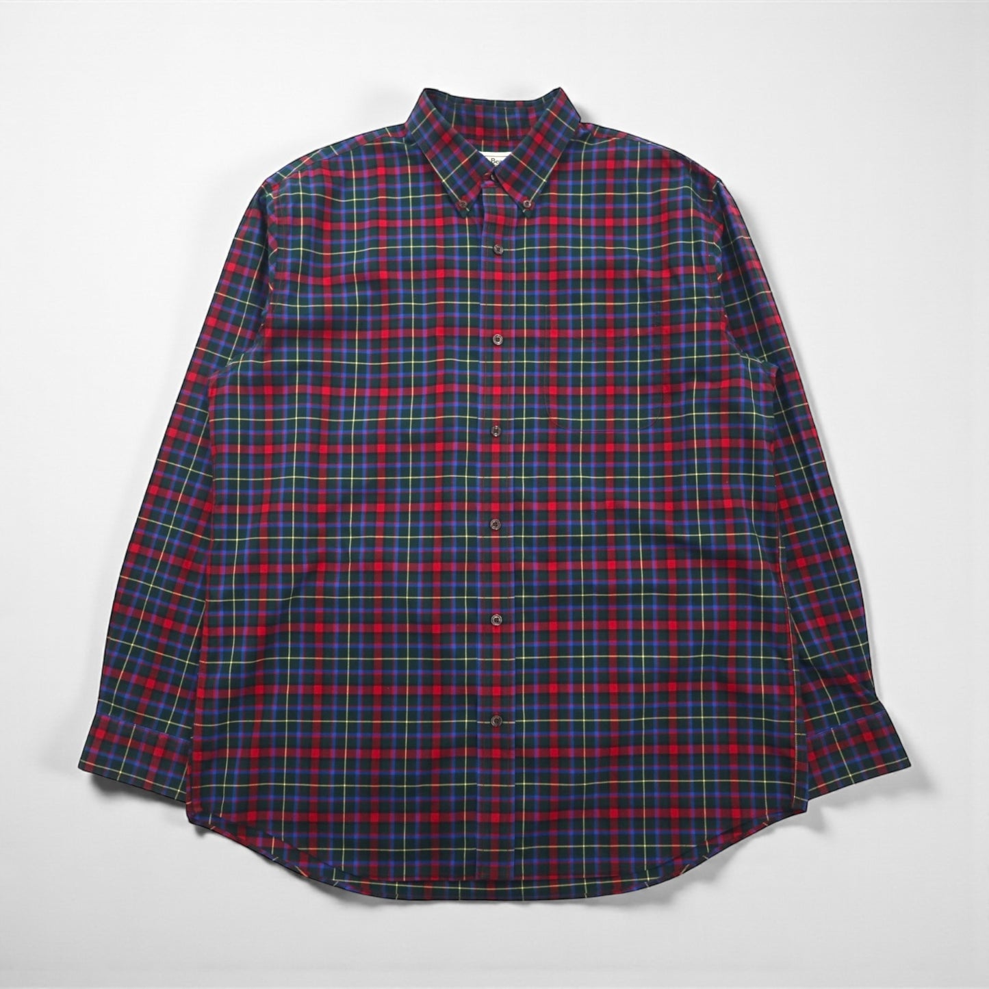 LLBean Button-Down Shirt, Large, Red, Cotton, Traditional Fit, Check, 500539