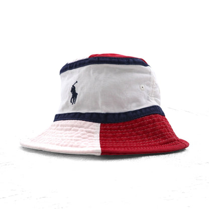POLO RALPH LAUREN バケットハット FREE ホワイト ネイビー レッド トリコロール スモールポニー刺繍