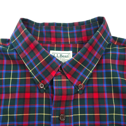 LLBean Button-Down Shirt, Large, Red, Cotton, Traditional Fit, Check, 500539