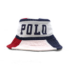 POLO RALPH LAUREN Bucket Hat FREE White Navy Red Tricolor Small Pony Embroidery