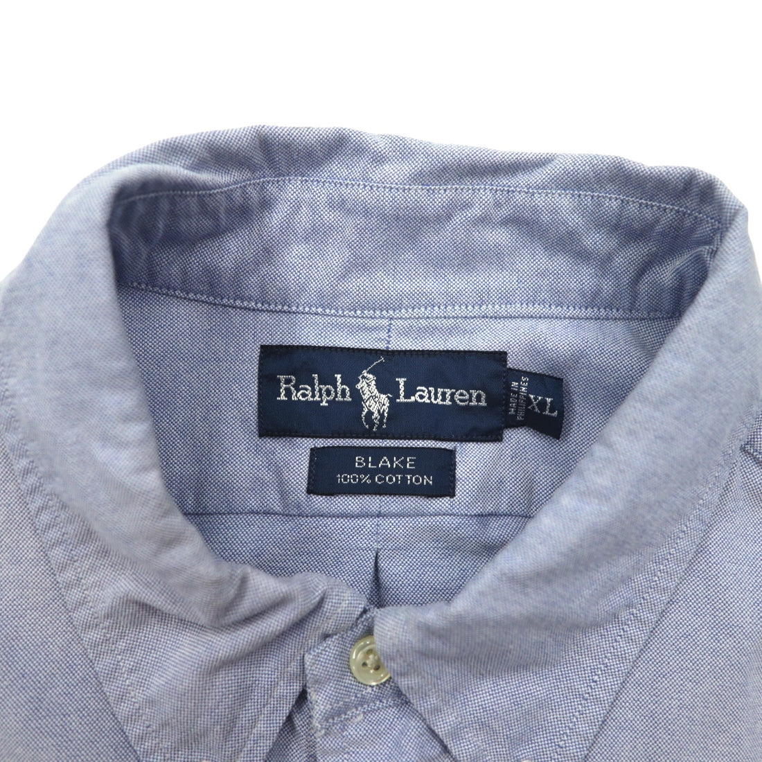 Ralph Lauren 90s Big Size Oxford Button Down Shirt XL Blue Cotton BLAKE Small Pony Embroidery