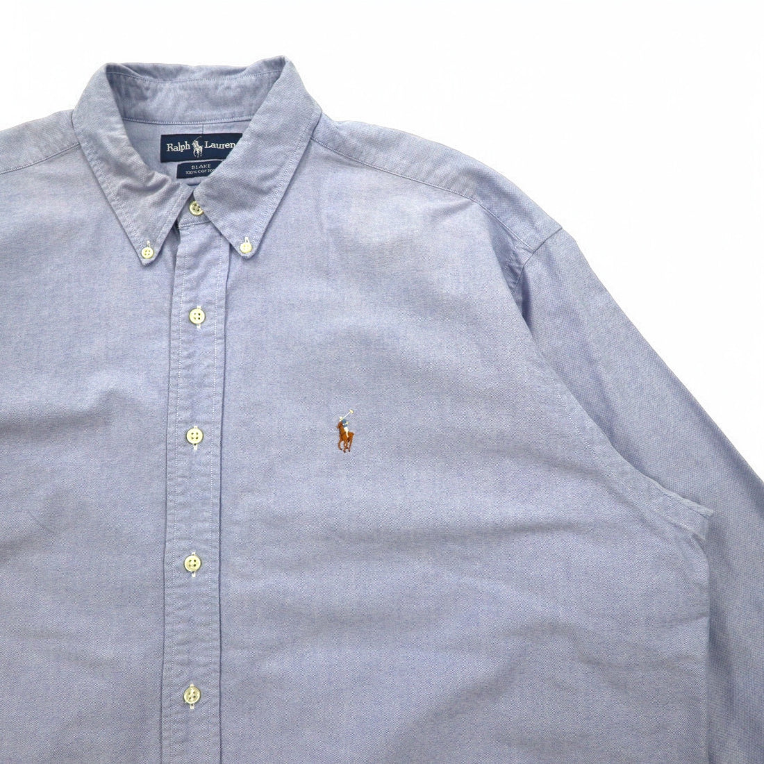 Ralph Lauren 90s Big Size Oxford Button Down Shirt XL Blue Cotton BLAKE Small Pony Embroidery