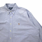 Ralph Lauren 90s Big Size Oxford Button Down Shirt XL Blue Cotton BLAKE Small Pony Embroidery