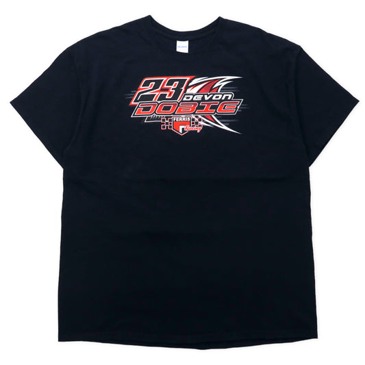 日本然リトテ-古着オンライン-GILDAN レーシングカー プリントTシャツ XL ブラック コットン 23 DEVON DOBIG ビッグサイズ-Gildan Racing Car Print T-Shirt XL Black Cotton 23 Devon Dobig Big Size