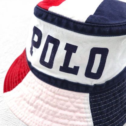 POLO RALPH LAUREN バケットハット FREE ホワイト ネイビー レッド トリコロール スモールポニー刺繍