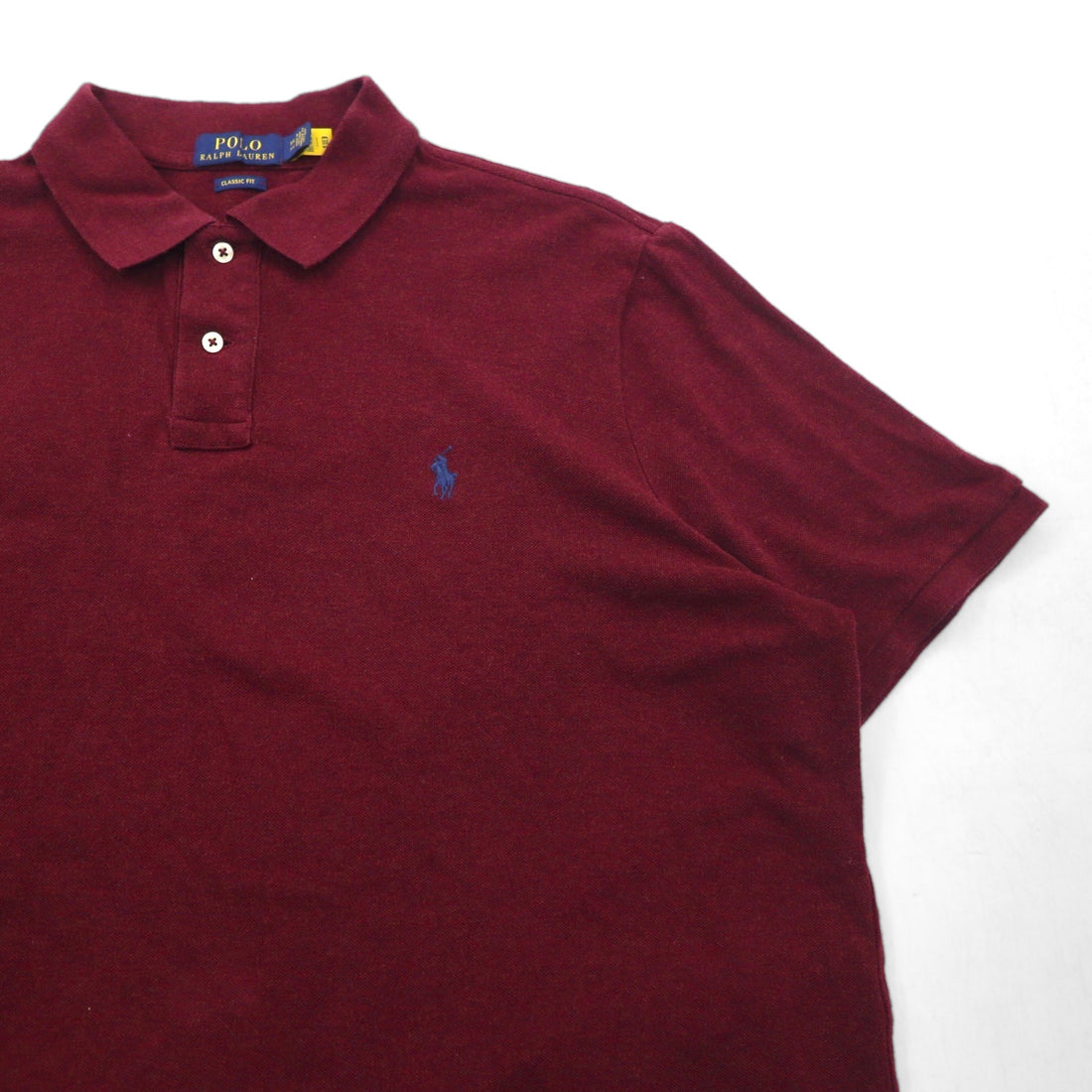POLO RALPH LAUREN Classic Fit Polo Shirt, Size 2XL, Bordeaux Cotton, Pique with Small Pony Embroidery