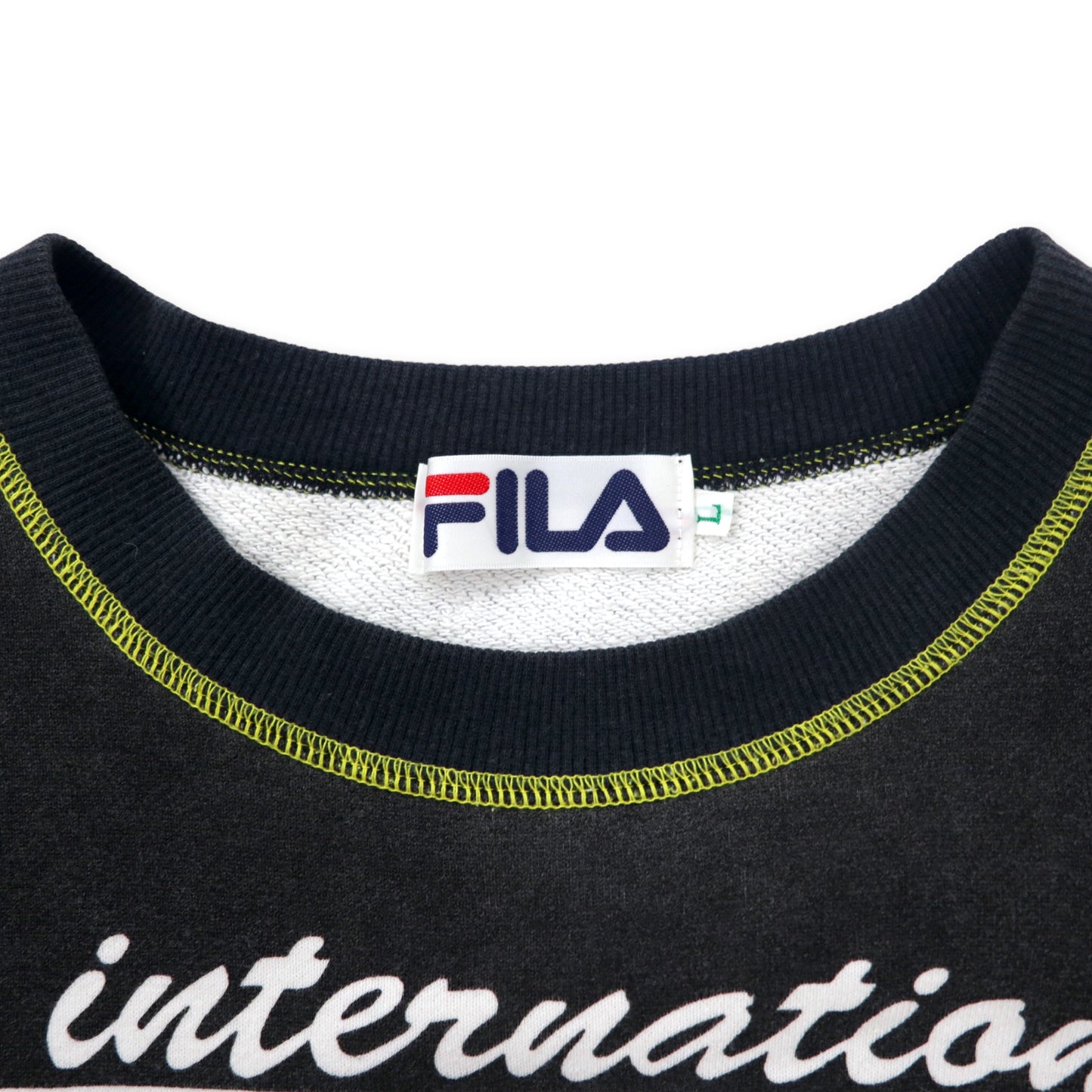 FILA 90's Over -size Sweatshirt L White Logo Print Patterned