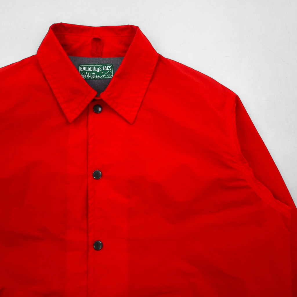 BROWN by 2-tacs Nylon Coach Jacket, Size M, Red, B20-J002, Chin Strap, Snap Buttons, Made in Japan