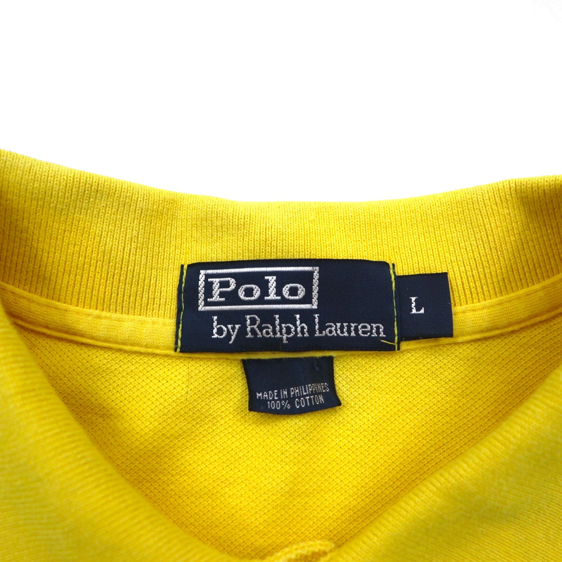 Polo by Ralph Lauren 90s Polo Shirt, Size L, Yellow Cotton, Pique, Small Pony Embroidery