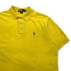 Polo by Ralph Lauren 90s Polo Shirt, Size L, Yellow Cotton, Pique, Small Pony Embroidery